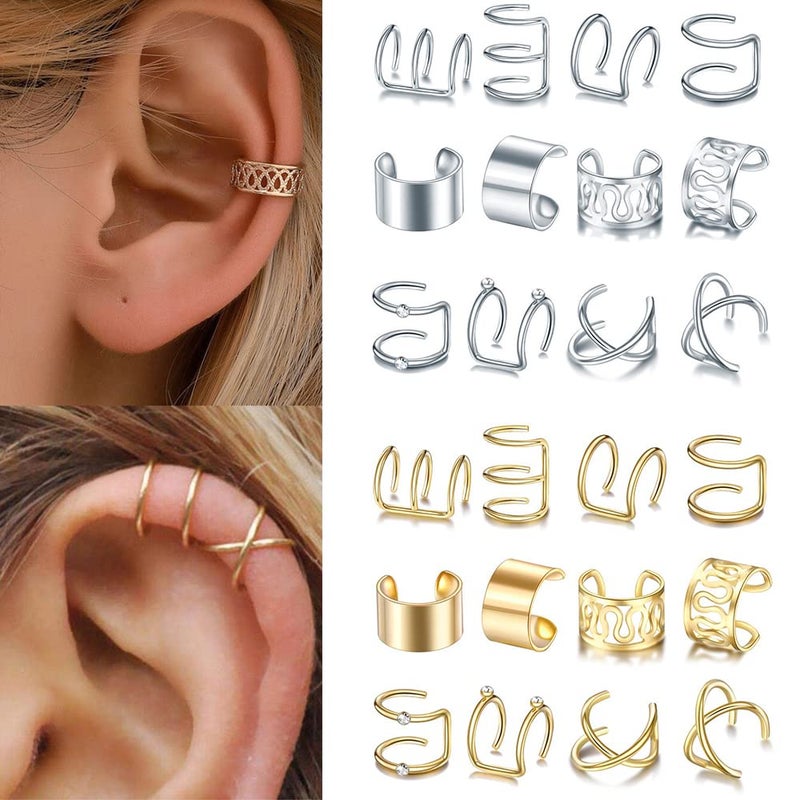 vfruua 24 Pcs Gold Silver Hair Braids Dreadlock Non-Piercing Ear Clip Beard Beads Cuffs Clip Hair for Women Men Hair Accessories Styling Jewelry Tools - Image 3